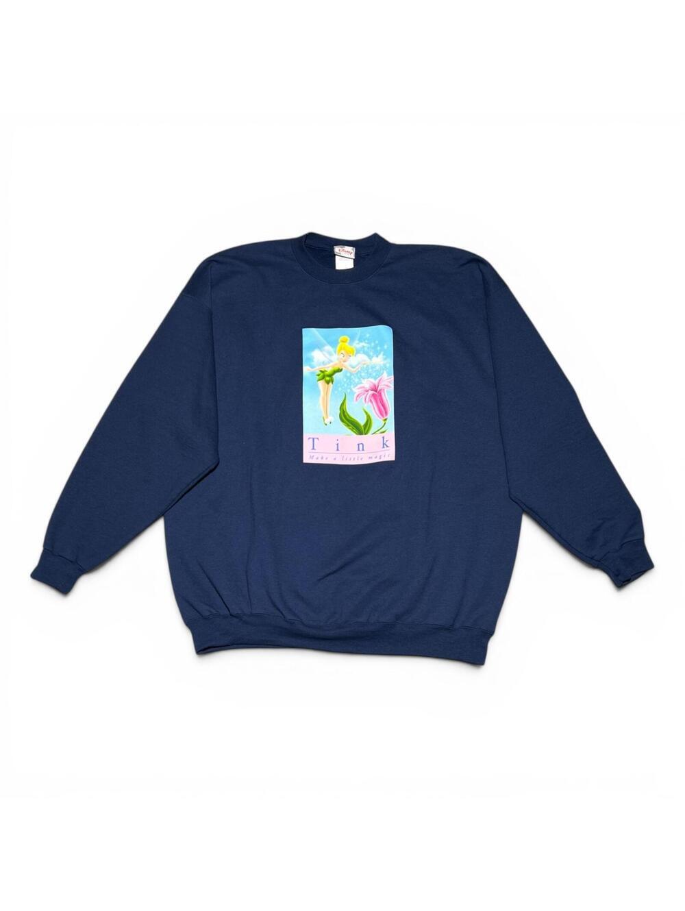 Vintage Disney Store Tinker Bell Navy Blue Sweatshirt Large